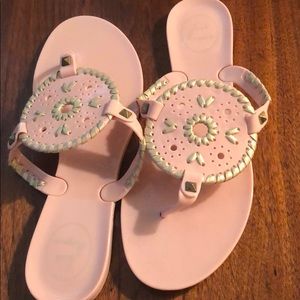 Jack Rogers jelly shoes in light pink with gold